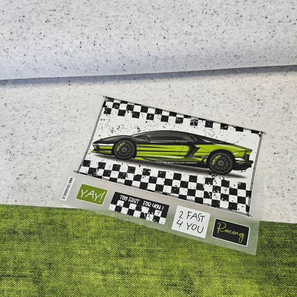 Bügelbild - "Sportwagen Grün" - SET